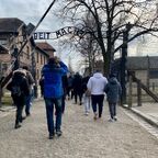Entering the gates at Auschwitz-Birkenau